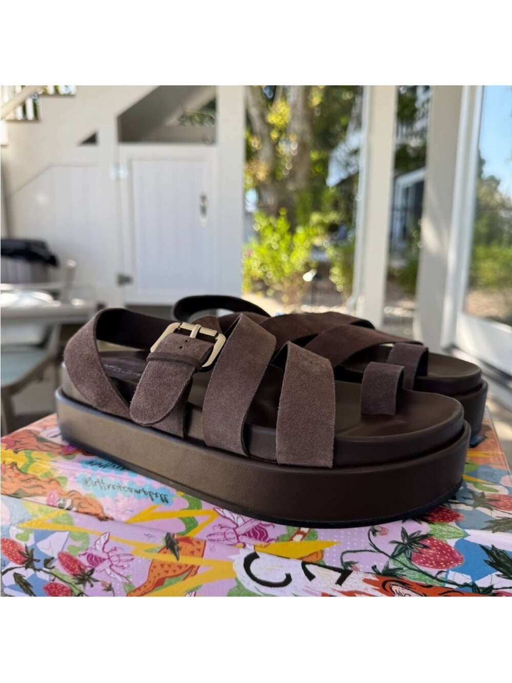 Jeffrey Campbell Hebrides Footbed Platform Sandals in Suede Brown Size 9